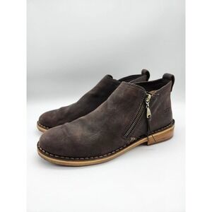 UGG Clementine Dark Brown Leather Shearling Ankle Boots Bootie Shoes Womens 8